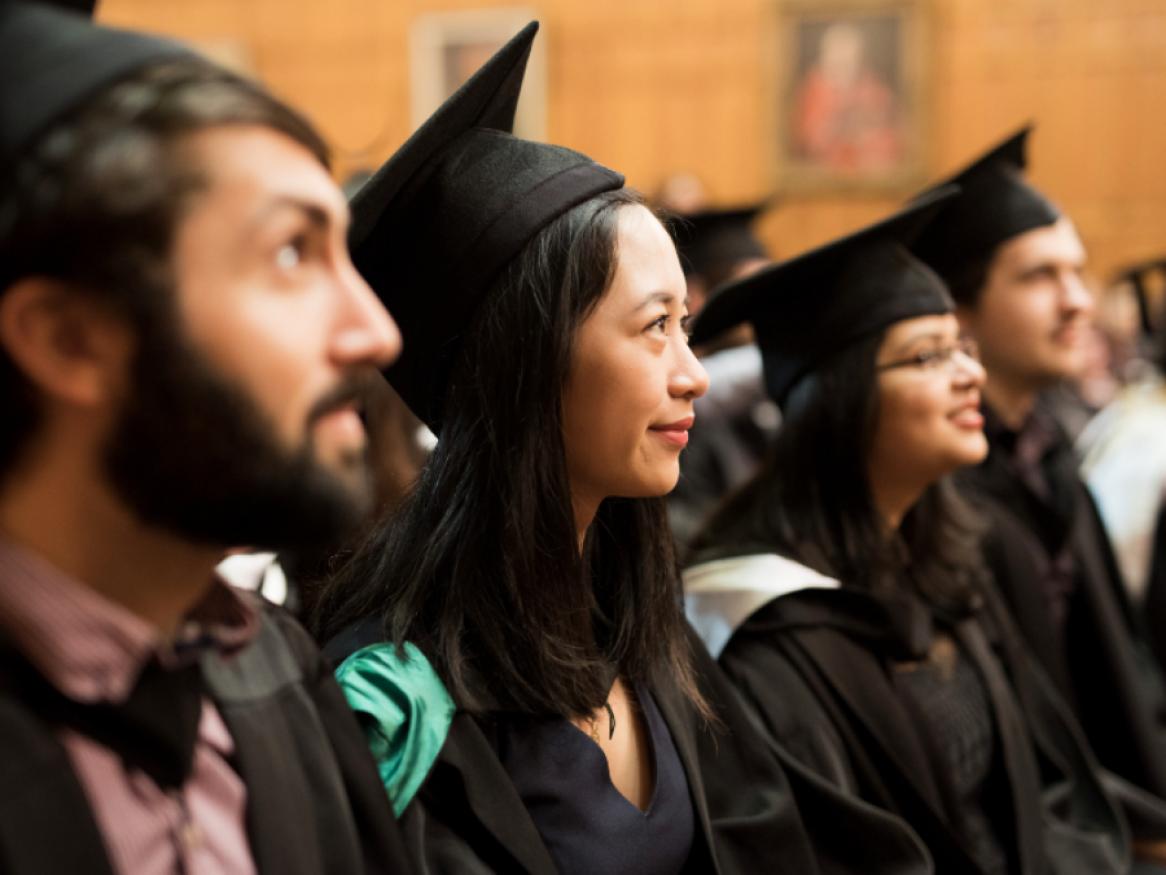 Graduates sitting in a graduation ceremony