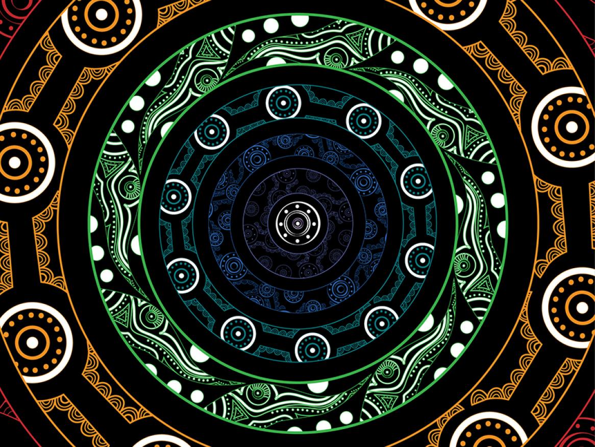 Multi coloured Indigenous Australian art