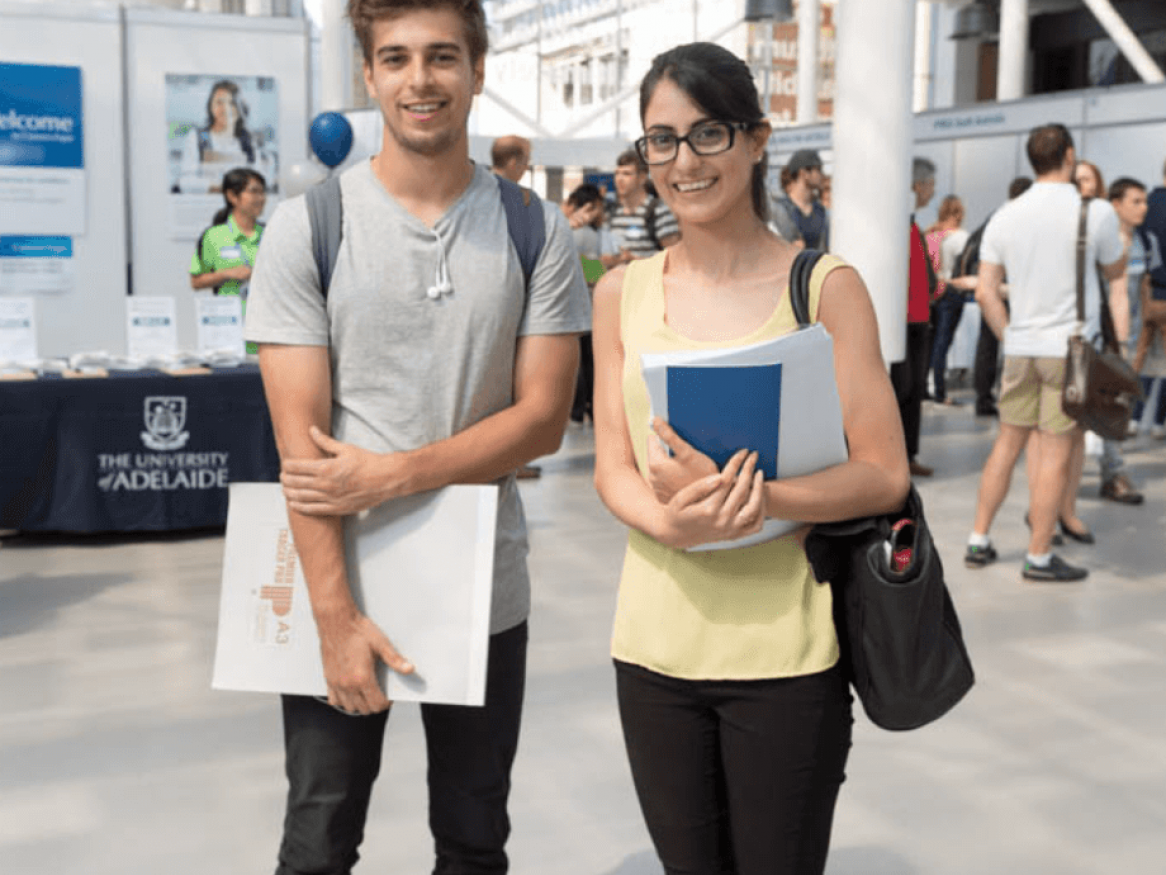 image of student in the Hub at Career Expo