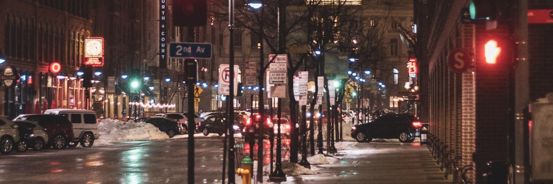 Rainy city at night.