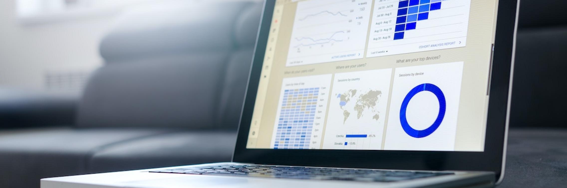 Data displayed on a laptop.