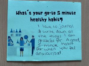 Tip: I love to journal and write down all the things I am grateful for. A good 5 minute habit for when you feel anxious or sad