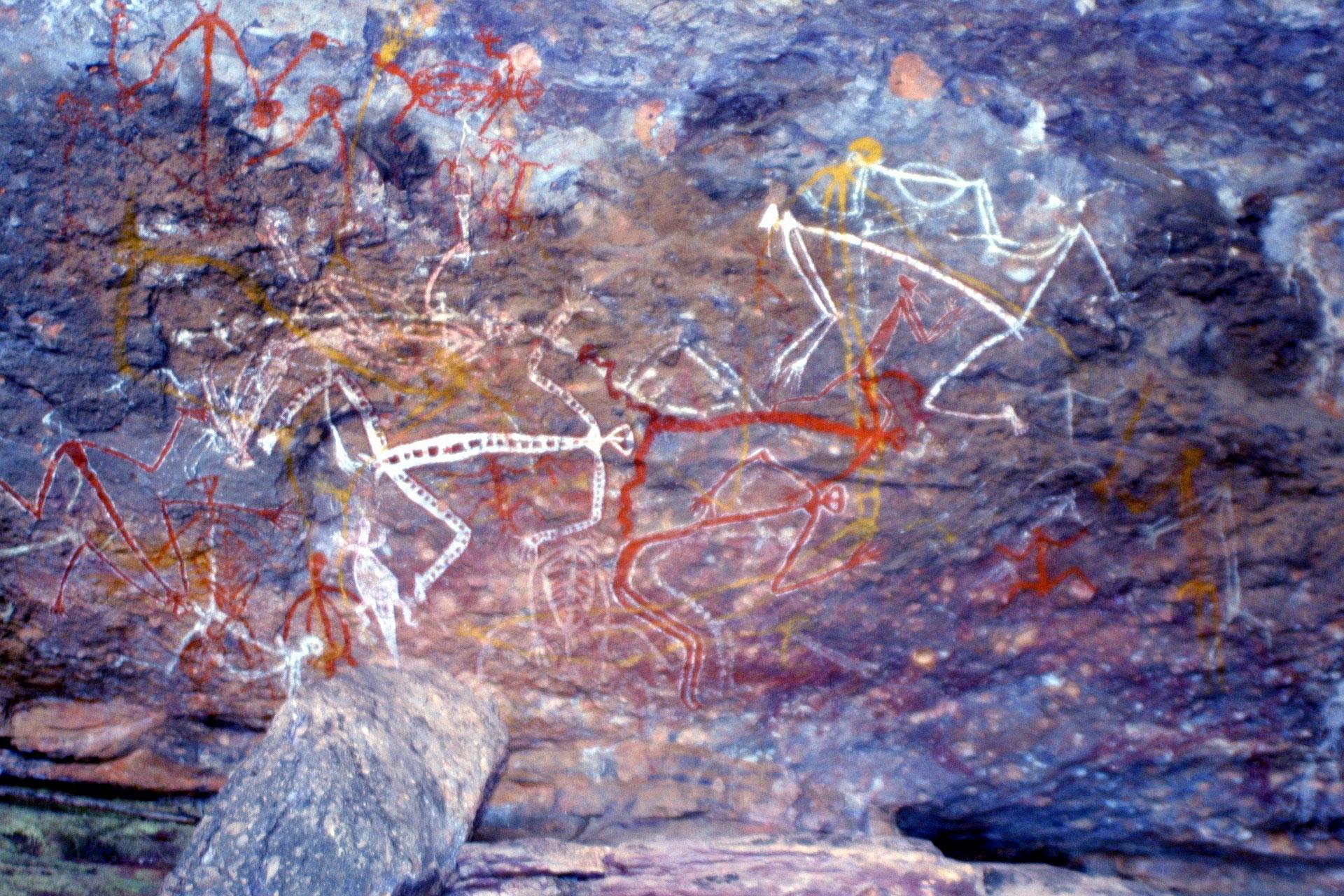 Aboriginal rock painting graphic - links to spirituality page