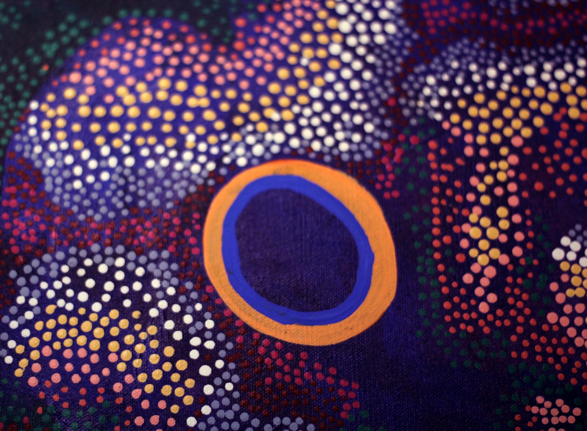 aboriginal dot painting graphic - links to values page