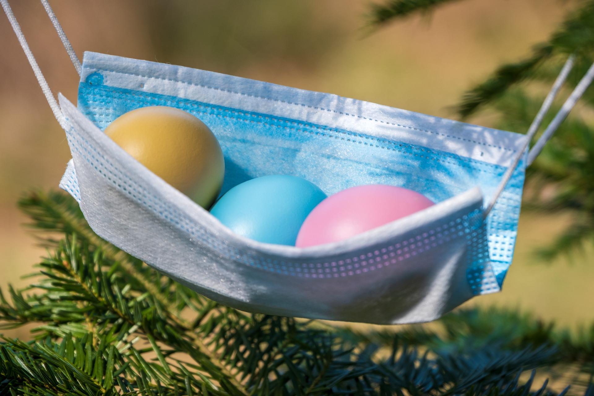 Easter eggs in mask.