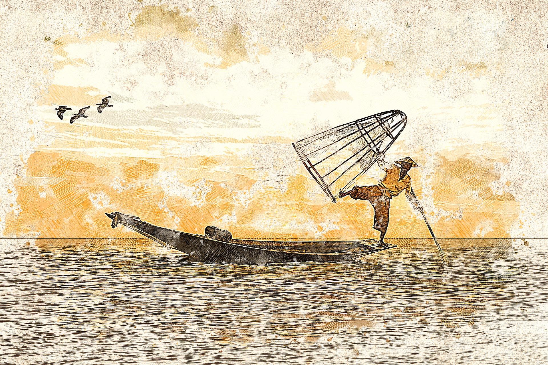 Fisher on boat.