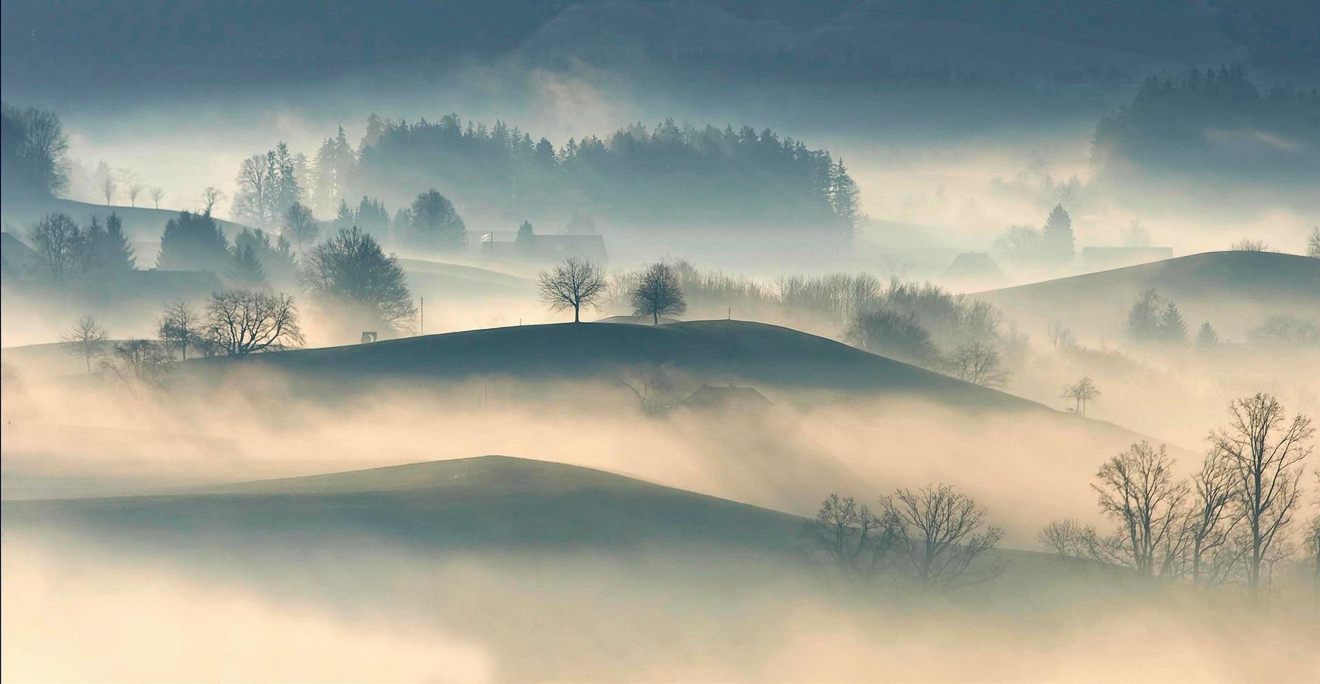 Misty cold mountains