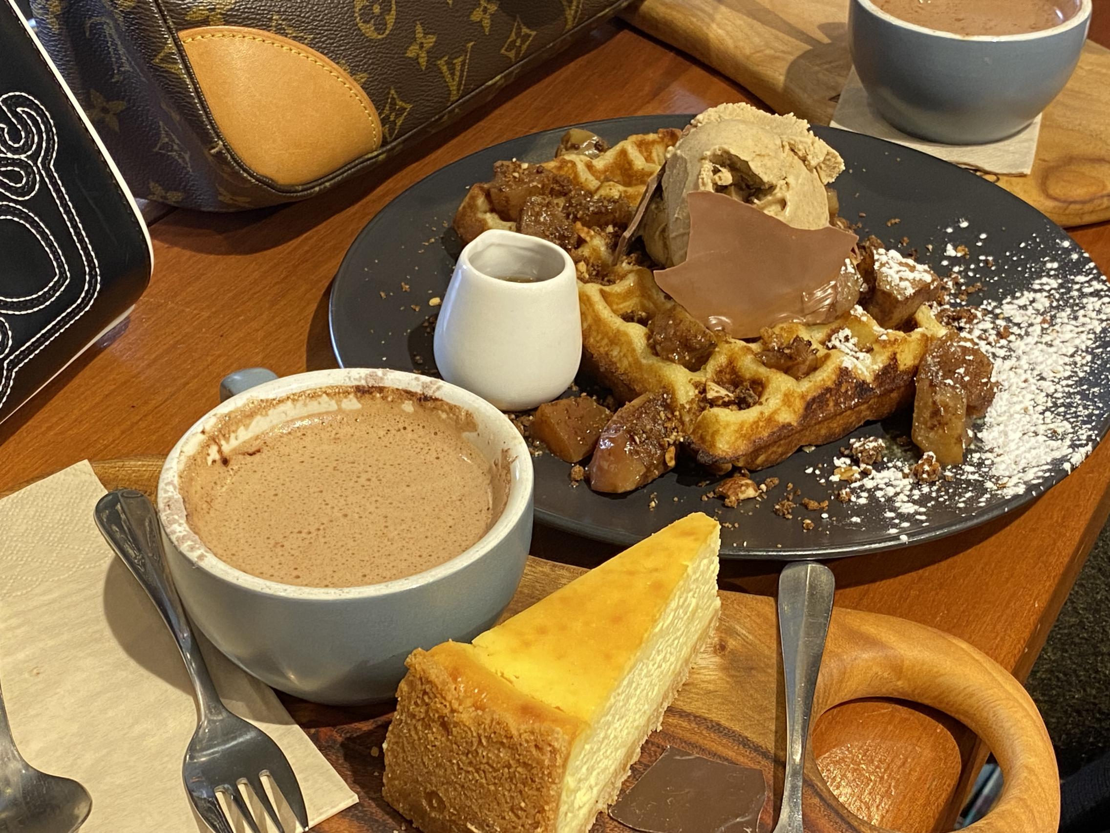 Waffles and hot chocolate