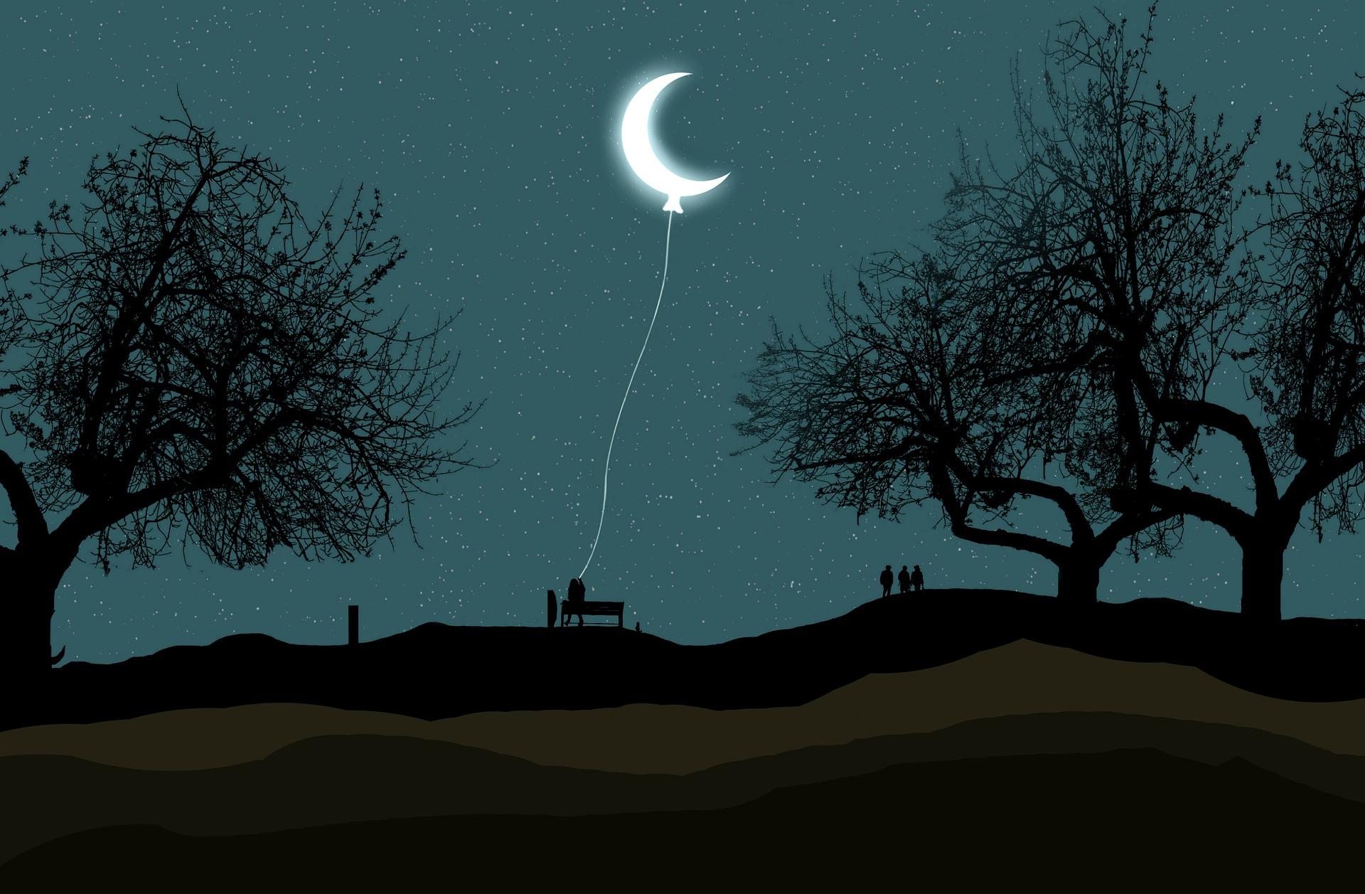 Dreaming - fantasy pic in bed attached to the moon