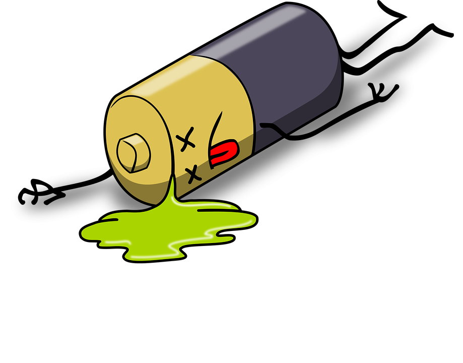 cartoon battery that is leaking