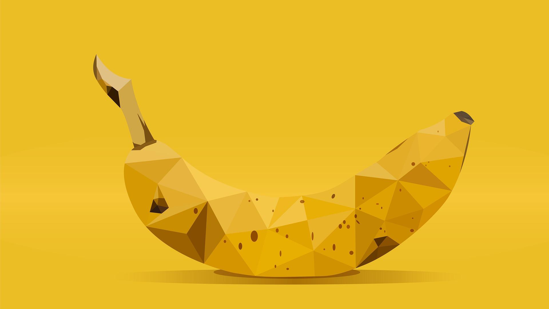 A digital art banana on a yellow background.