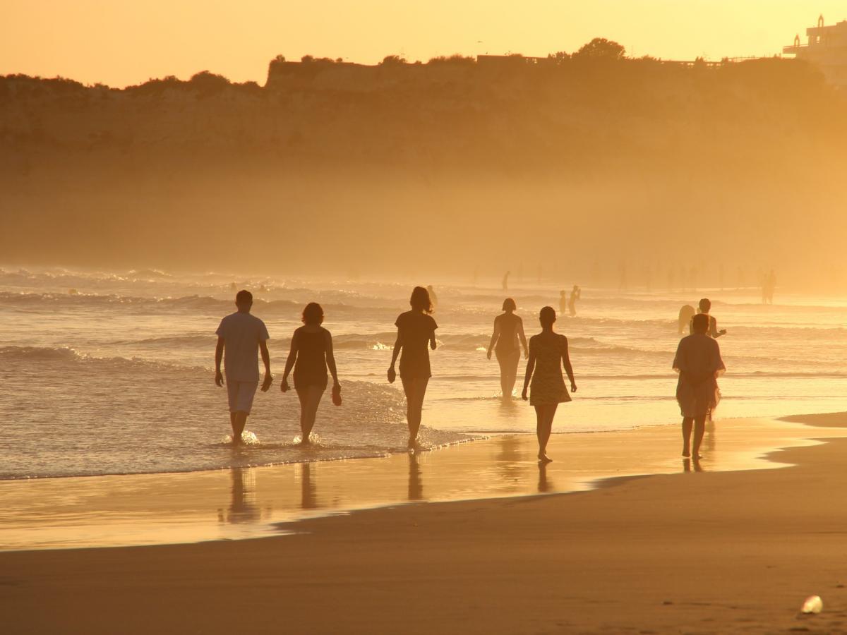 friends walking on the beack