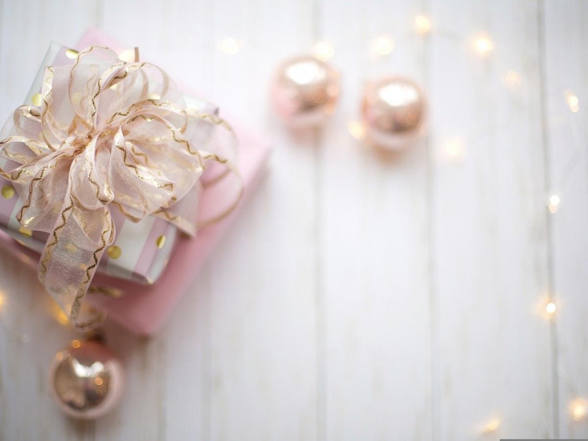 A pink wrapped present.