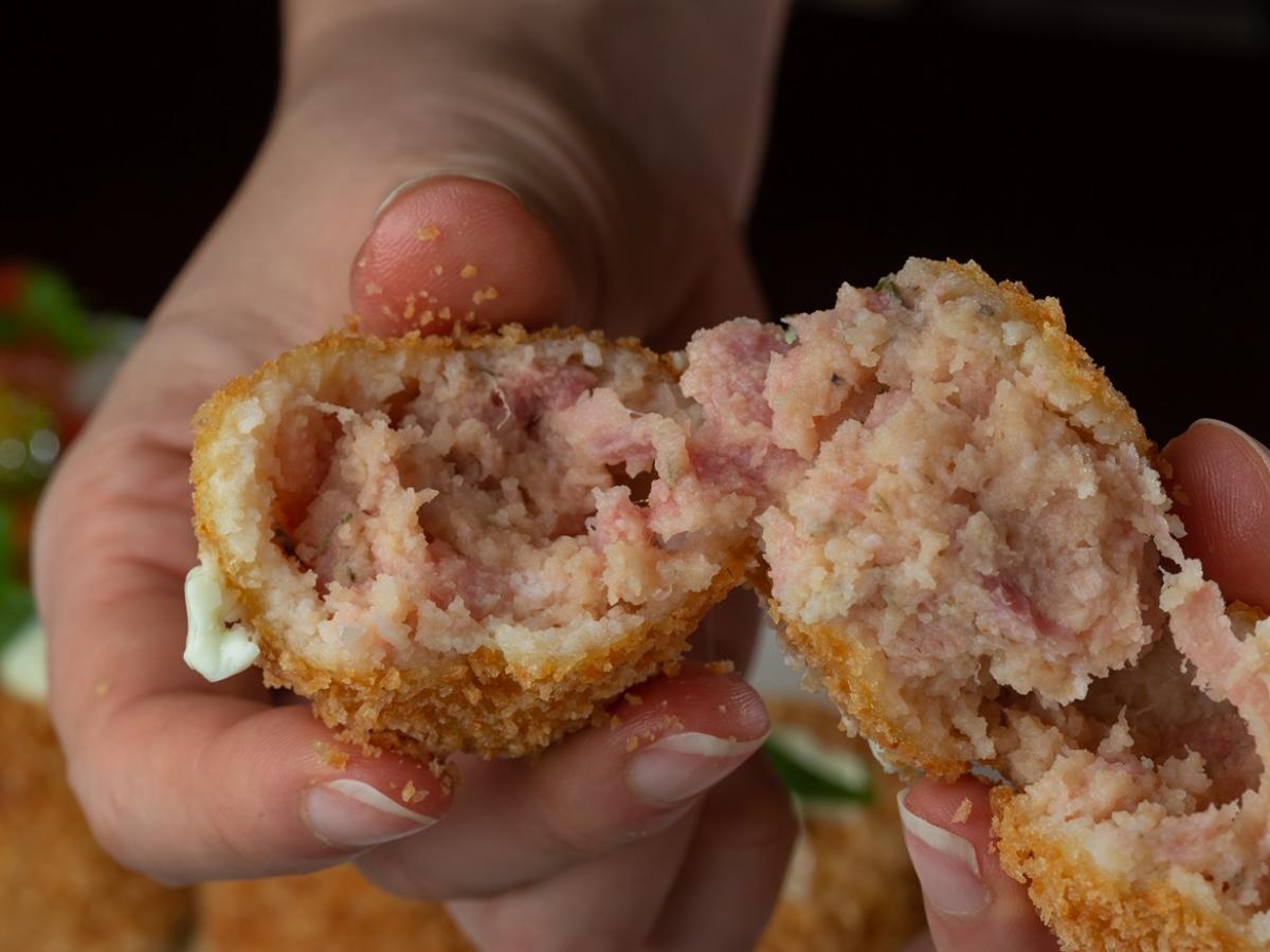 croquette separated into two