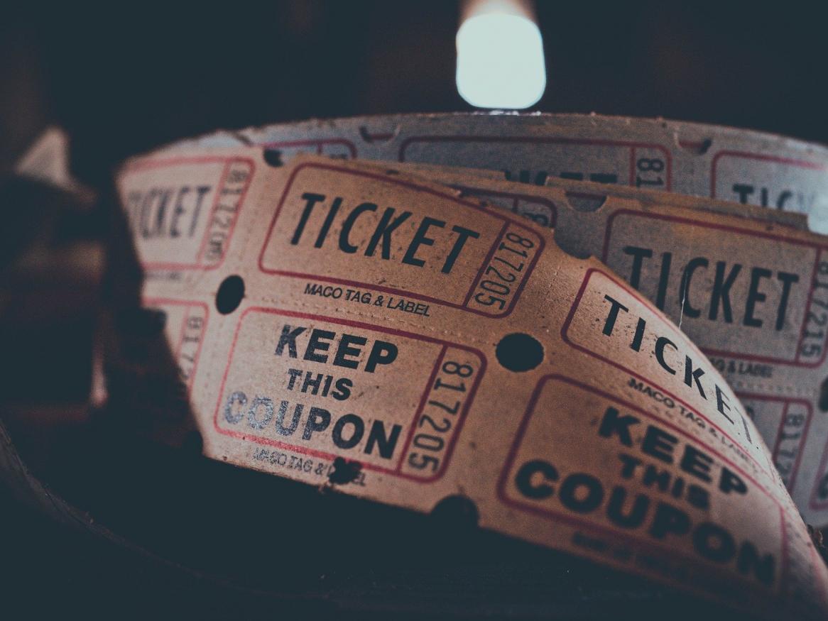 Old fashioned scroll of cinema tickets