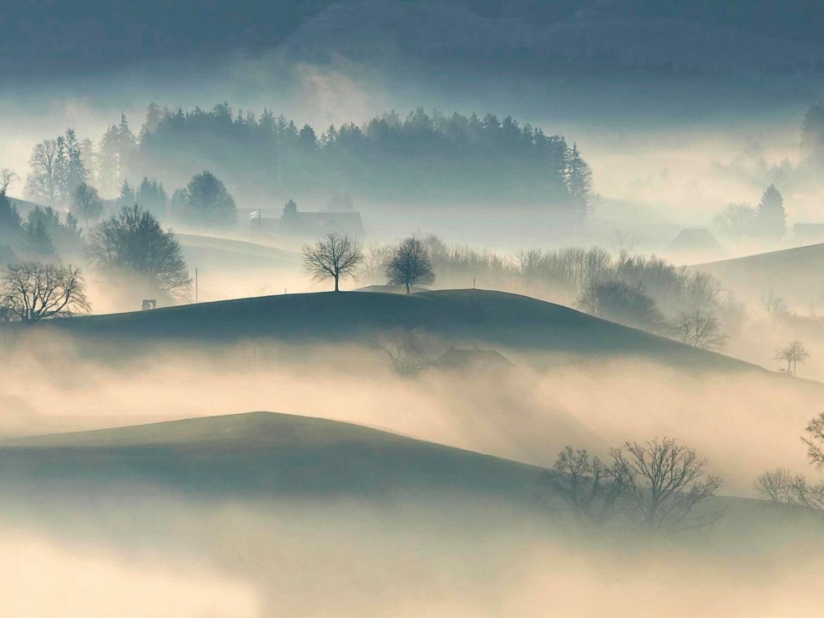 Misty cold mountains