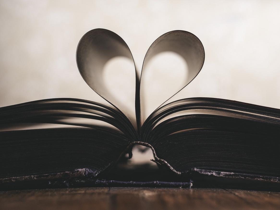 Heart made from book pages