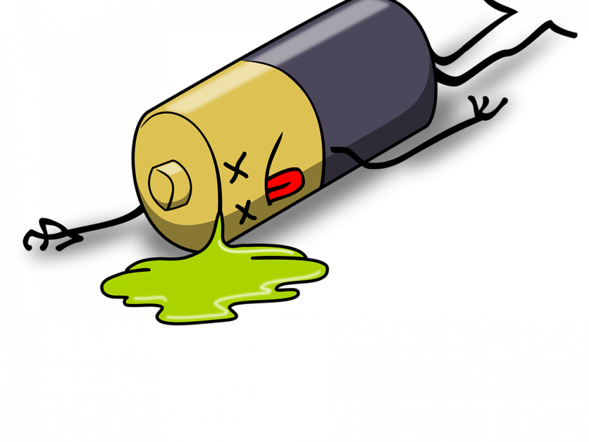 cartoon battery that is leaking
