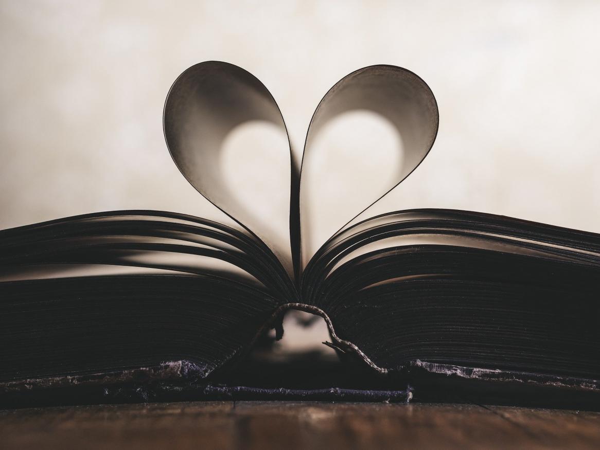 book pages in shape of a heart