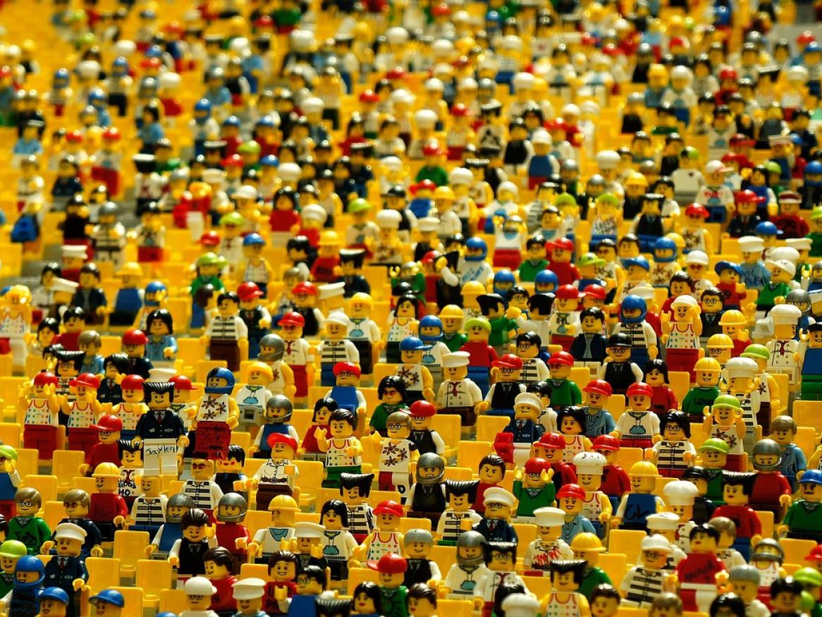 A group of Lego people figurines.
