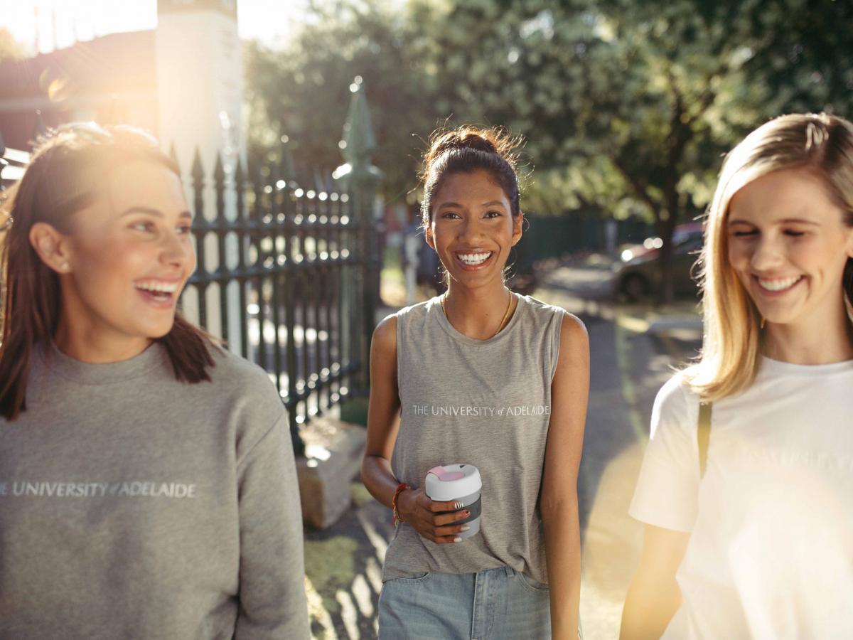 Three people walking