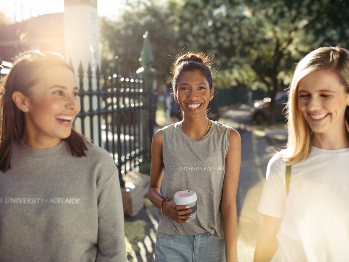 Three people walking