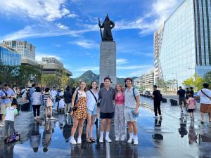Rhys with friends at Gwanghwamun Plaza, Seoul