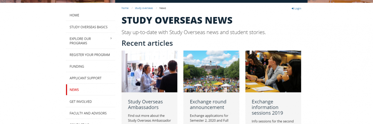 Website news feed