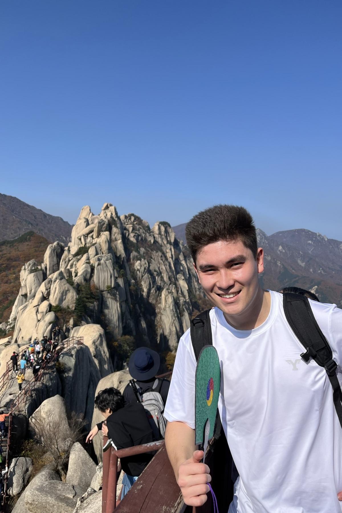 Rhys hiking on a sunny day