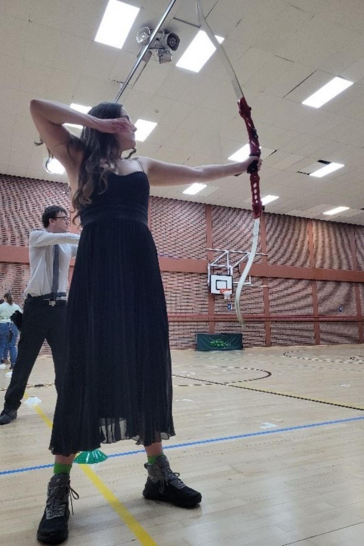 Julia shooting at an Archery Club session (2023)