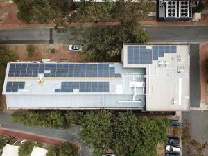 Solar panels on Davies building roof