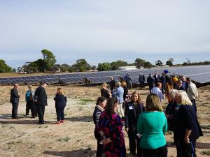Roseworthy Solar Farm with attendees at ribbon cutting event