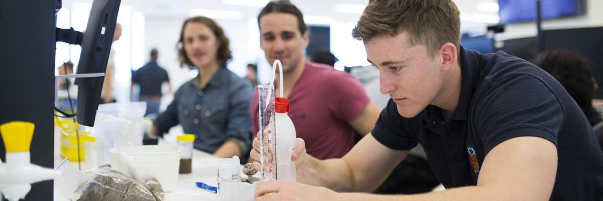 Students using water in a laboratory