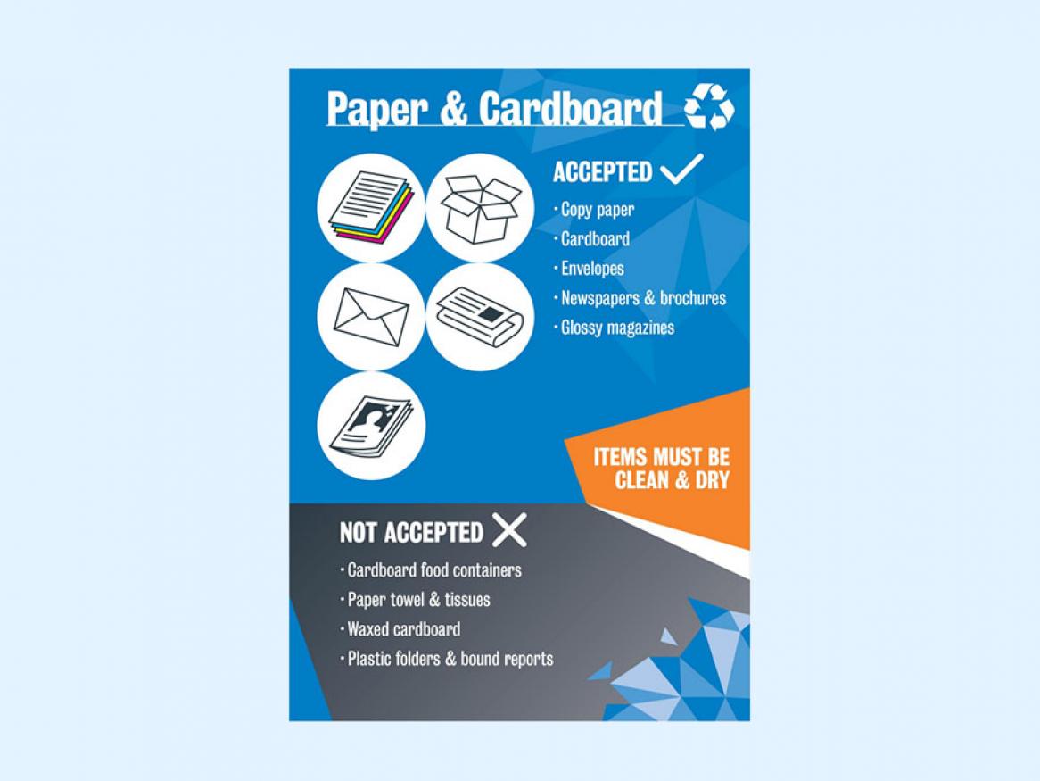 Paper & Cardboard recycling poster. Click to download PDF version.