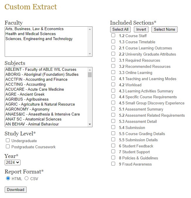 Creating a custom extract report