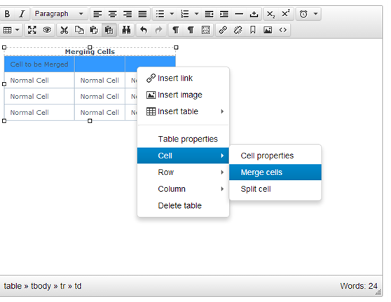 How to merge table cells in Course Outlines