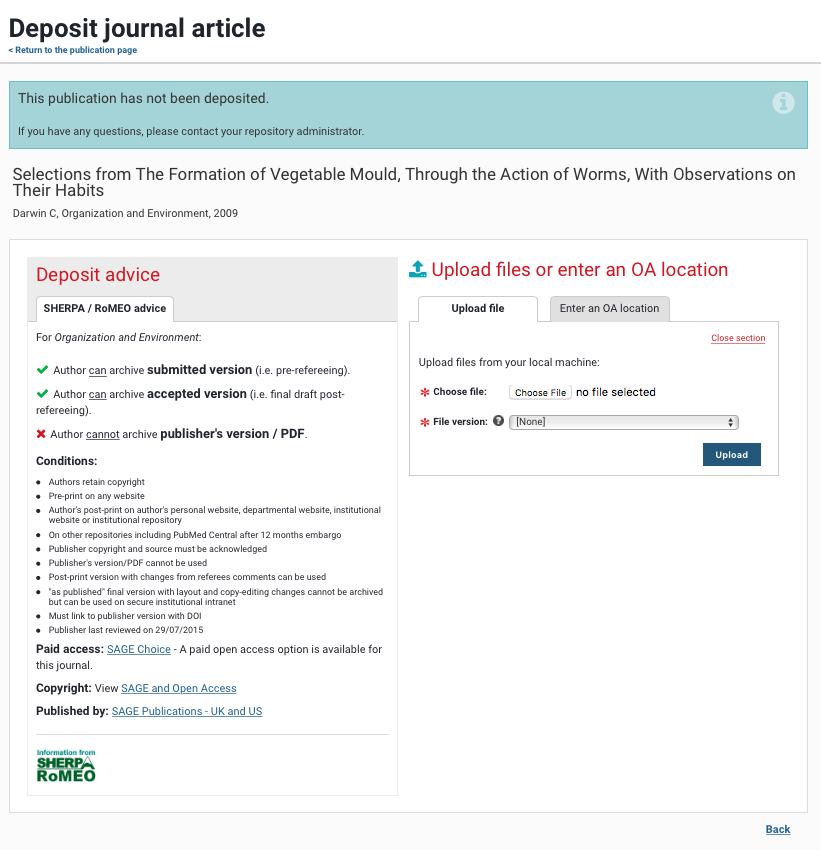You can upload copies of your publications using the Deposit function in Aurora