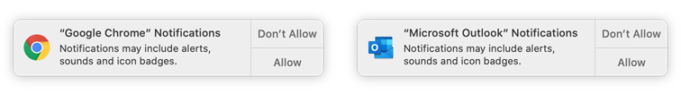 Chrome and Outlook notifications