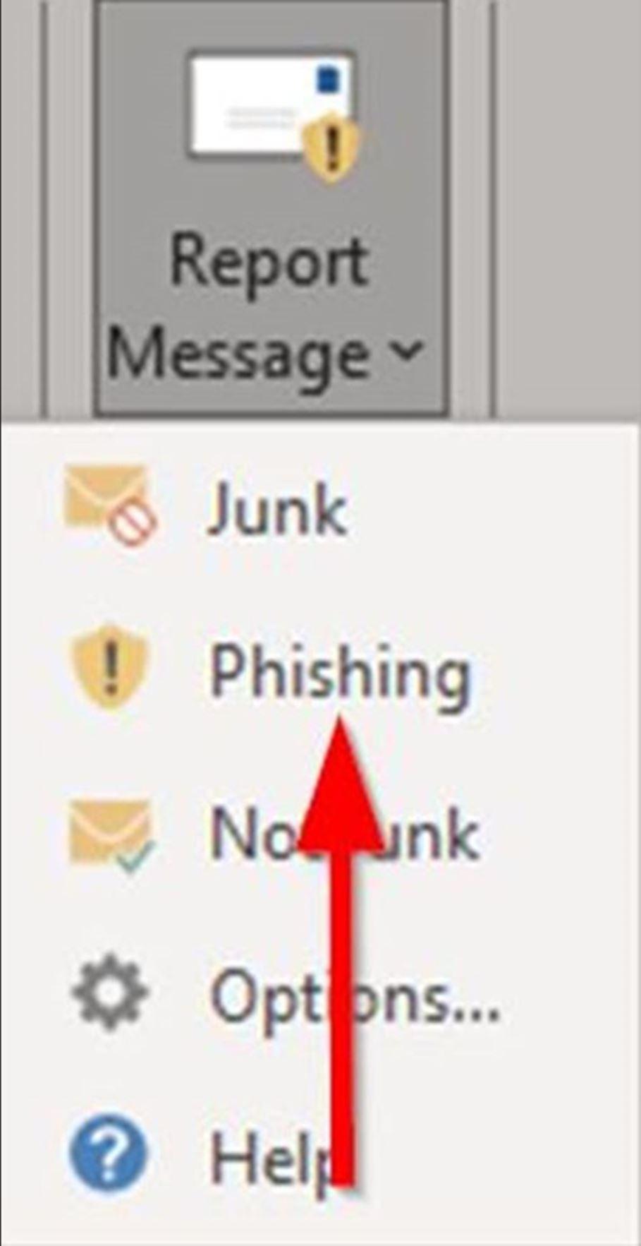 Report a Phishing email in Outlook