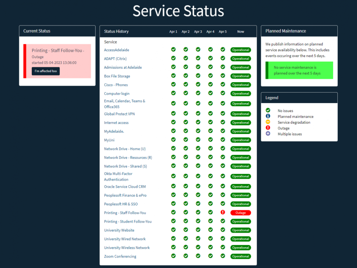 MyIT Service Status