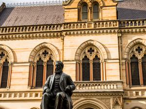 A statue of Sir Walter Watson Hughes, who with Sir Thomas Elder provided funds to establish the University