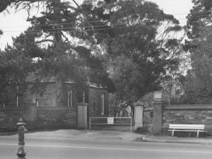  A photograph of the original stone “Entrance Gates” to the Gatehouse at Urrbrae 