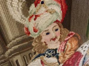Detail from tapestry in wool and silk stitched by Lily and Eva Waite c.1900