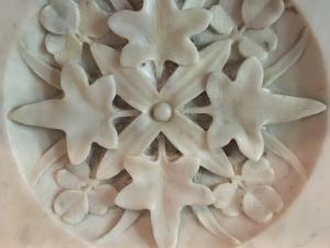 Marble fireplace detail c.1840s. The fireplace was recycled from the first Urrbrae House built for Robert Forsyth Macgeorge and installed in Matilda Waite's Morning Room.