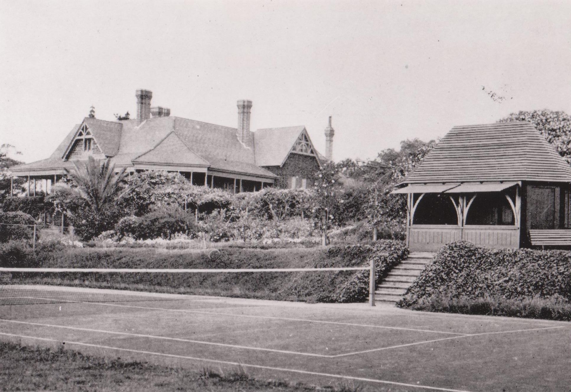 Urrbrae House and original tennis court