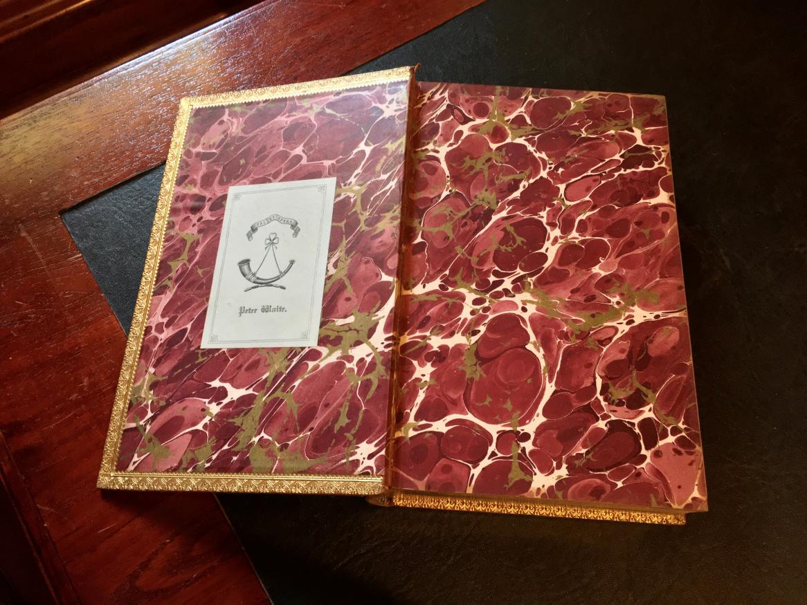 Marbling detail of book owned by Peter Waite